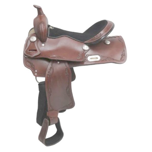 Double T Pleasure Trail Western SADDLE 16" Smooth Leather  with SILVER Accents