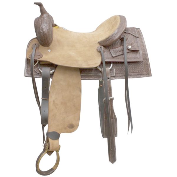 Blue River Leather Western SADDLE with Rough Out Leather Seat & Jockey