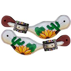 Showman Ladies Sunflower & Cactus Spur Straps