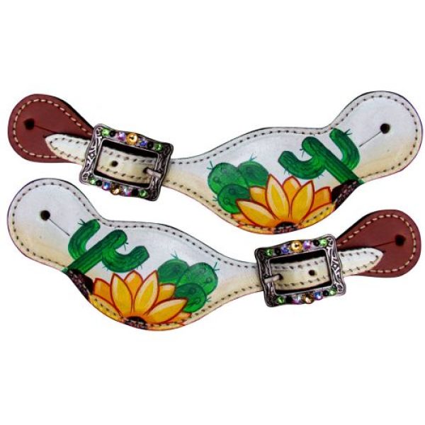 Showman Ladies Sunflower & Cactus Spur Straps