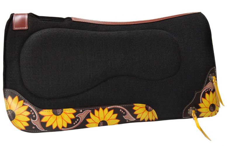 Showman 32x31 Black Felt Built-Up Saddle Pad With Genuine Argentina Cow Leather Trim