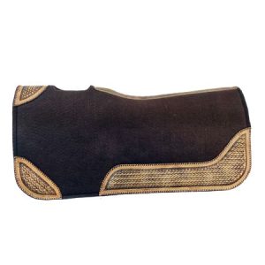 Showman 32" x 31" x 1" Brown Felt Saddle Pad & Light Oil Basket Stamp Leather Accents
