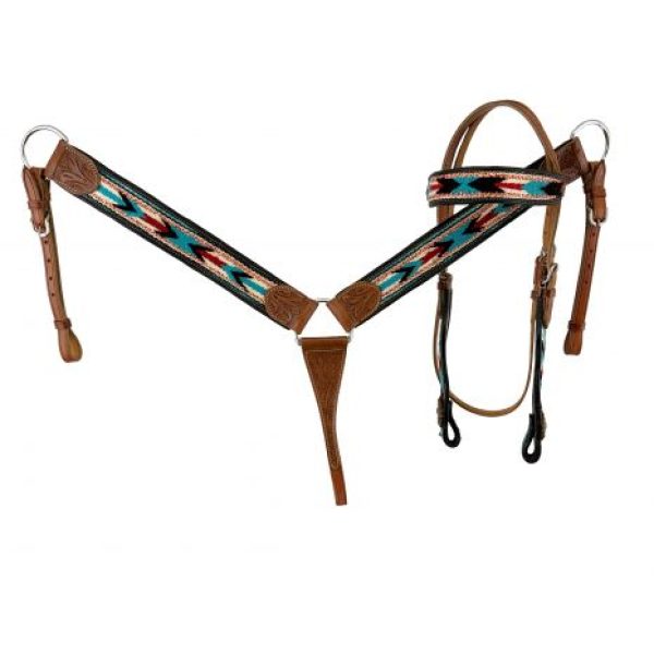 Showman® Browband Headstall & Breastcollar Set & Wool Southwest Blanket Inlay