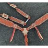 Showman Single Ear Headstall & Breastcollar Set w/ Teal Buckstitch Trim - Image 3