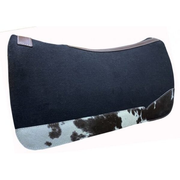 Showman 31" x 32" Black Felt Pad w/ Cowhide Accent Wear Leathers