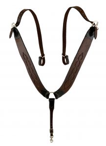 Showman Dark Oil Argentina Cow Leather Barbwire Tooled Pulling Collar