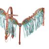 Showman Hand Painted Steer Skull & Cactus Headstall & Breastcollar Set