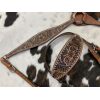 Showman Floral Tooled Design Browband Bridle & Breastcollar Set w/ Silver Bead Accents - Image 4