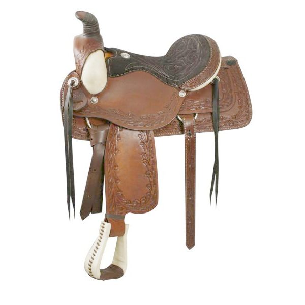 Circle S ROPER SADDLE Tooled Leather FQHB Suede Leather Seat with Stitching