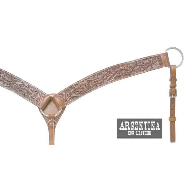 Showman Argentina Cow Leather FLORAL Tooled Western 2" Wide BREAST COLLAR