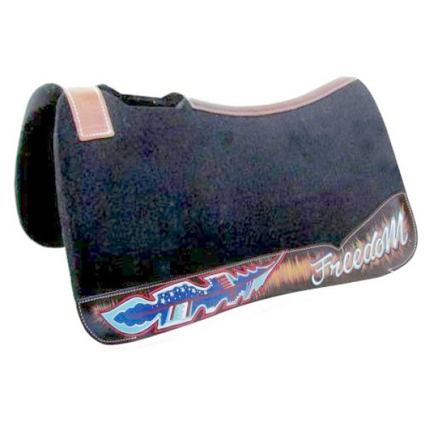 Showman FREEDOM Feather Design Black Contoured Felt SADDLE PAD 31" x 32" x 1"