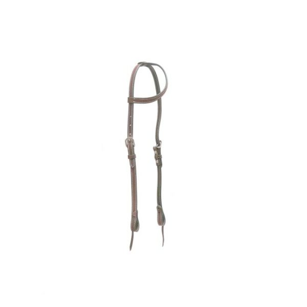 Showman One Ear HEADSTALL Double Stitched with Tie On Bit Loops