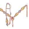 Showman Hand-Painted Sunflower Single Ear Headstall & Breastcollar Set w/ Multi Colored Metallic Inlay