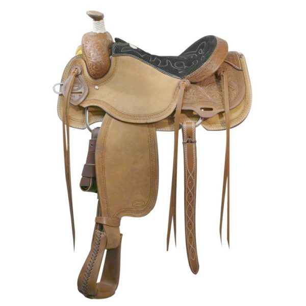 Showman ROPER SADDLE 16" Suede Seat FQHB Rope Wrapped Horn *Roping WARRANTY