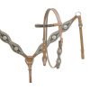 Showman HAIR ON COWHIDE & RHINESTONE Bridle Breast Collar & Reins SET