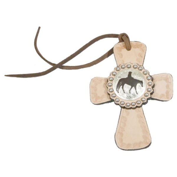 Showman SILVER PLEASURE HORSE Concho SADDLE TIE ON Scalloped Tooled Leather