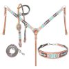 Showman TURQUOISE RED BLACK Beaded ARROW Leather Bridle Breast Collar Reins Set