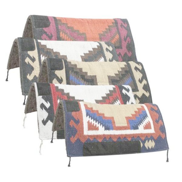 32" x 32" Navajo 1" Blended Felt Bottom SADDLE PAD with Suede Wear Leathers