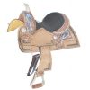 Double T Youth 12" BARREL SADDLE with Hand Painted FEATHER Design FQHB