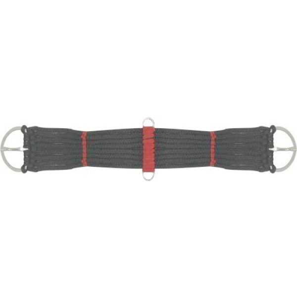 PONY Size Heavy Braided Multi Strand Black/Red ROPE GIRTH Center D Rings