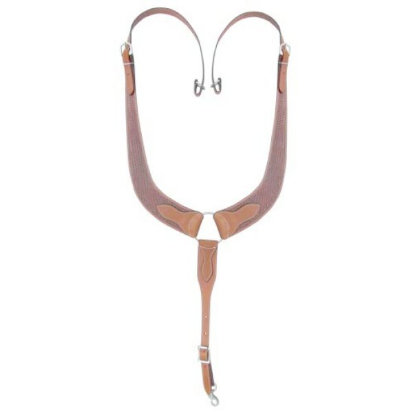 Showman BASKET WEAVE TOOLED Leather PULLING COLLAR with Stainless Steel