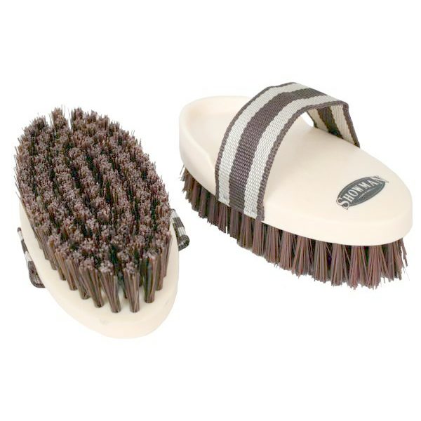 Showman LIVESTOCK BRUSH 7.25" x 3.5" x 1.25" with Hand Strap *Horse GROOMING