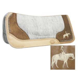 Showman Laser Etched PLEASURE HORSE Hair On Cowhide 32"x31"x1" Vented SADDLE PAD