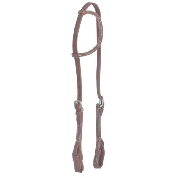Showman One Ear HEADSTALL Adjustable Heavy Oiled Leather Quick Change Bit Loops