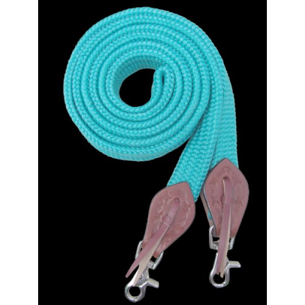 Showman ROPING or BARREL REINS 8' Flat Cotton Slobber Straps Scissor Snap Ends - Image 3