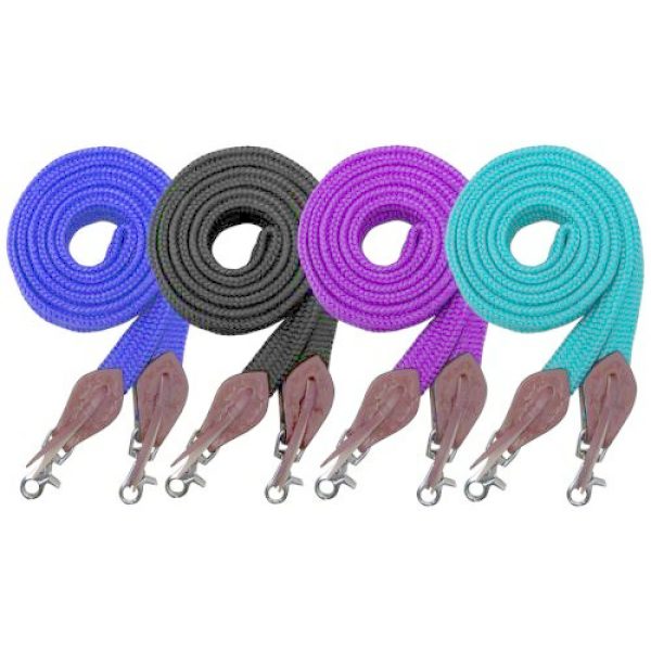 Showman ROPING or BARREL REINS 8' Flat Cotton Slobber Straps Scissor Snap Ends
