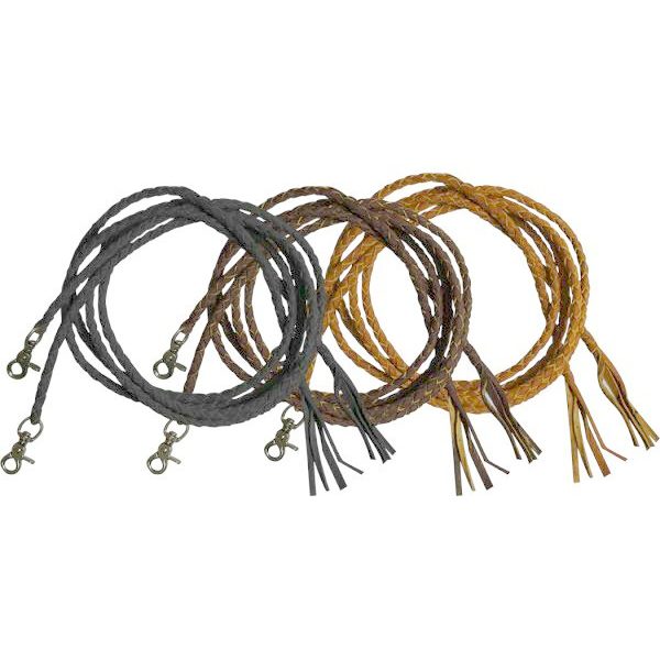 Braided LEATHER Western 6 1/2 ft  SPLIT REINS with Scissor Snap Ends & Tassels