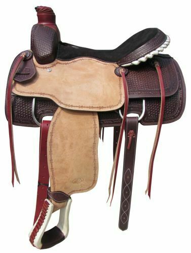 Circle S ROPING SADDLE Leather BARBWIRE Trimmed FQHB *WARRANTIED FOR ROPING*