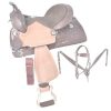 Double T 12" PONY SADDLE SET Floral Tooled Leather Bridle Breast Collar & Reins
