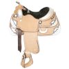 Showman 16" SHOW SADDLE Bridle Reins SET Black Inlay Leather FQHB Tons of SILVER