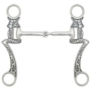 Showman 5" Stainless Steel 7.5" Seven Cheek Broken SNAFFLE BIT Silver Filigree