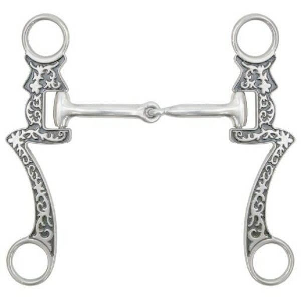 Showman 5" Stainless Steel 7.5" Seven Cheek Broken SNAFFLE BIT Silver Filigree