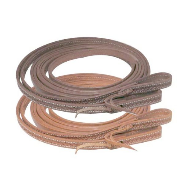 Showman 5/8" x 8ft Argentina Cow Leather Basket Weave Tooled Western SPLIT REINS