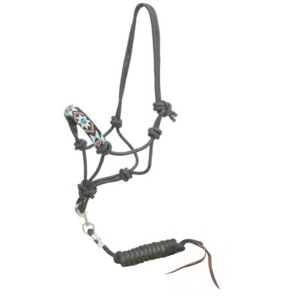 Showman Beaded CROSS Design Noseband COWBOY KNOT ROPE HALTER & LEAD