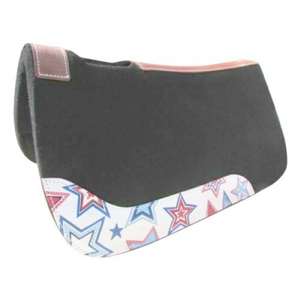 Showman PONY SIZE 24 x 24" x 1" RED WHITE BLUE Stars Print FELT SADDLE PAD