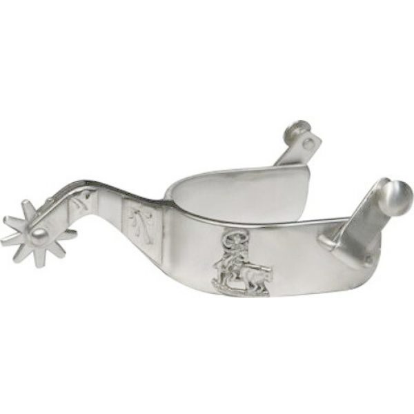 Showman Stainless Steel SPURS with Embossed CALF ROPE & Engraved Silver