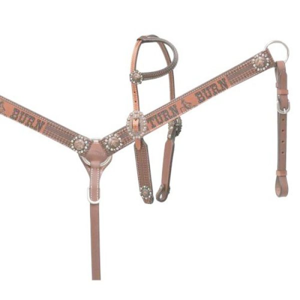 Showman TURN N BURN Navajo COPPER Shimmer Leather Bridle Breast Collar SET