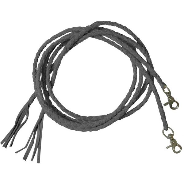Braided LEATHER Western 6 1/2 ft  SPLIT REINS with Scissor Snap Ends & Tassels - Image 4