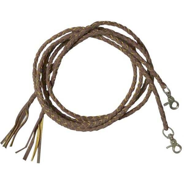 Braided LEATHER Western 6 1/2 ft  SPLIT REINS with Scissor Snap Ends & Tassels - Image 5