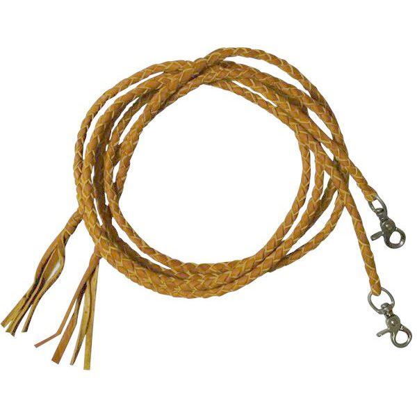 Braided LEATHER Western 6 1/2 ft  SPLIT REINS with Scissor Snap Ends & Tassels - Image 3