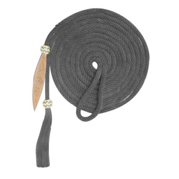 Showman 21' Round Nylon Braided MECATE REINS Horse Hair Tassel & Leather Popper - Image 4