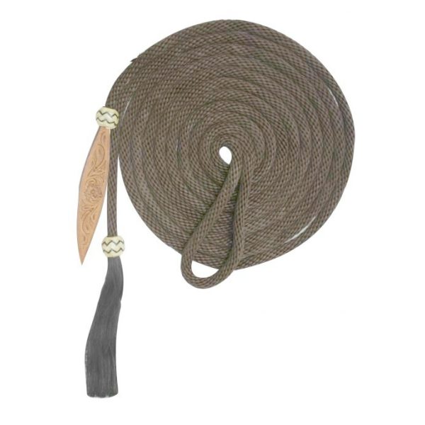 Showman 21' Round Nylon Braided MECATE REINS Horse Hair Tassel & Leather Popper - Image 3