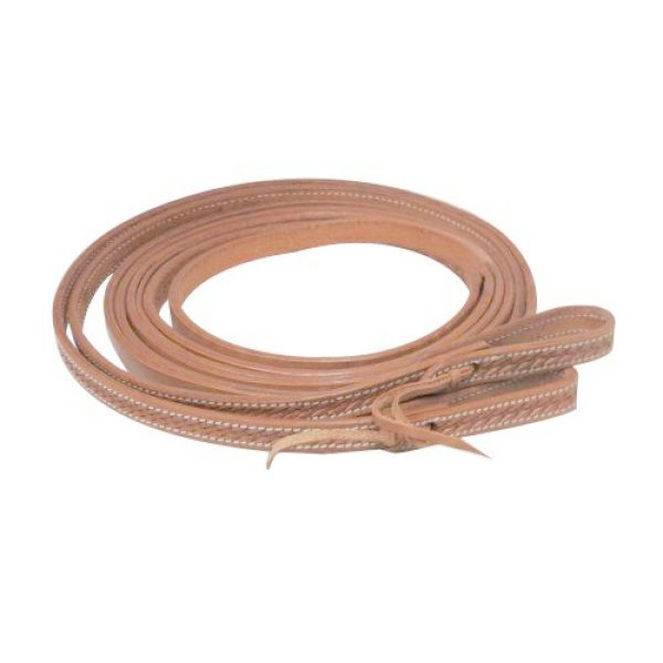 Showman 5/8" x 8ft Argentina Cow Leather Basket Weave Tooled Western SPLIT REINS - Image 3