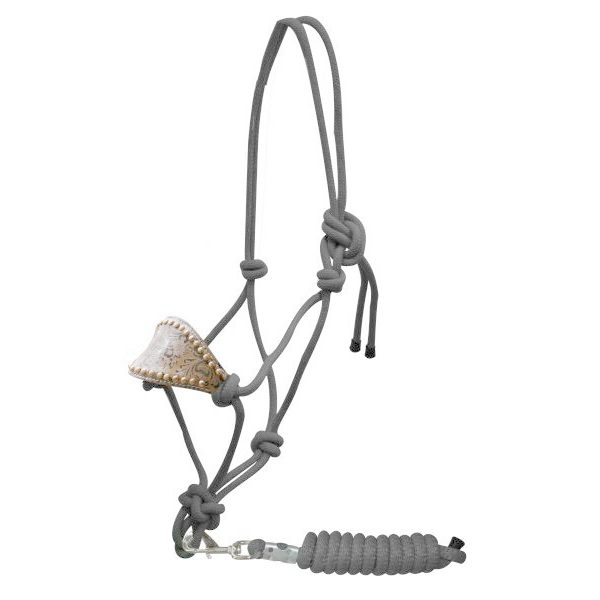 Showman FILIGREE Padded Noseband Nylon Rope Cowboy BRONC HALTER & Removable LEAD - Image 3