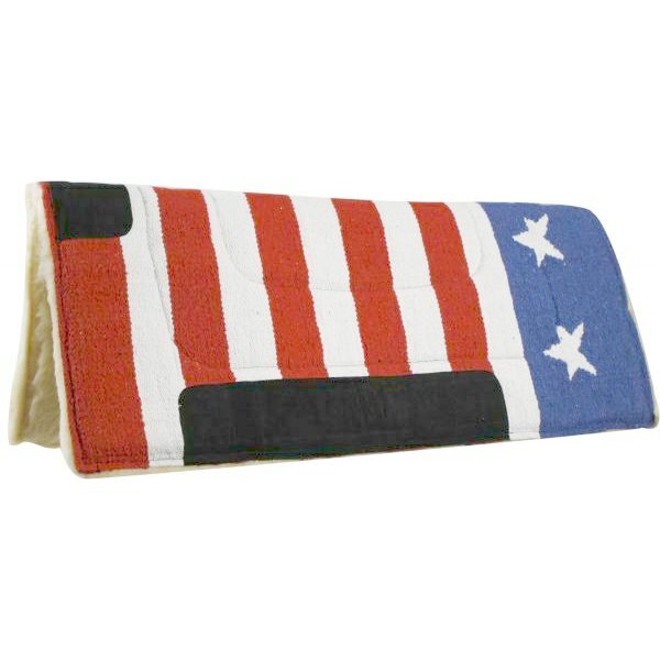 Showman 30" x 32" AMERICAN FLAG Red White Blue SADDLE PAD Suede Wear Leather