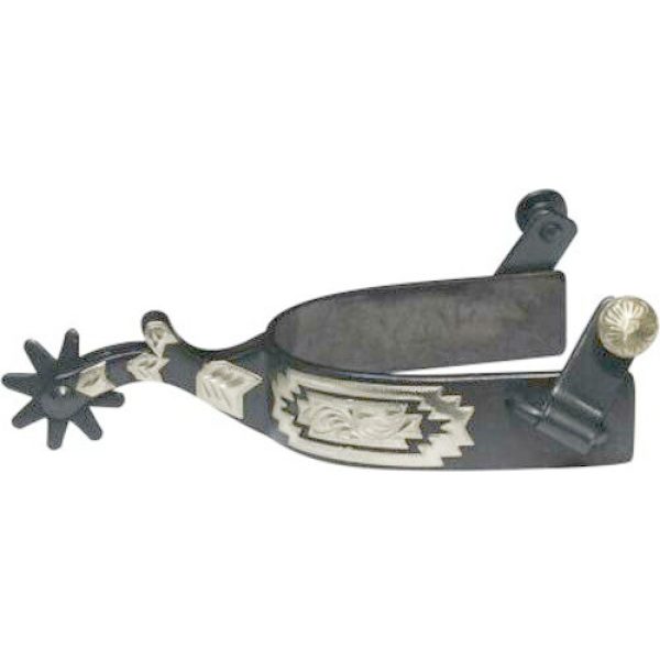 Showman Black Steel SPURS with Engraved SILVER Navajo Accents
